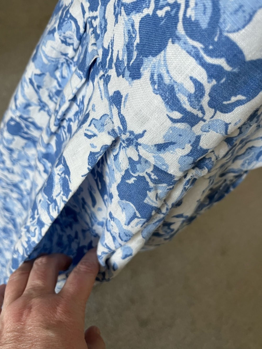 Like New Quince 100% European Linen Blue & White Floral Midi Dress Size XL - Picture 6 of 16